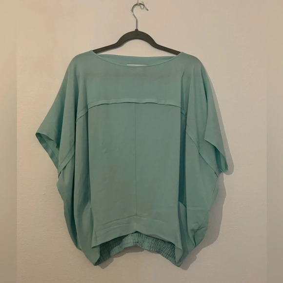 Diane Von Furstenberg Landy Silk Oversized Dolman Sleeve Blouse Mint Small *FLAW - Picture 1 of 10